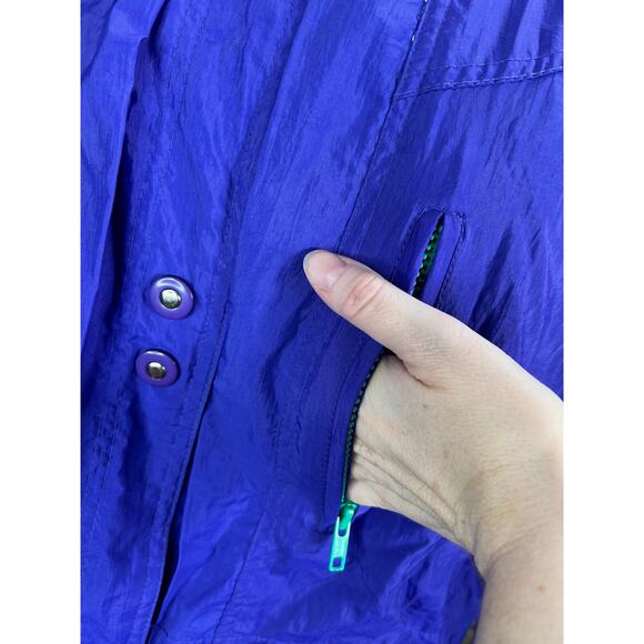 cobblestone jacket windbreaker green purple 1980s snap front double collar - Picture 7 of 15